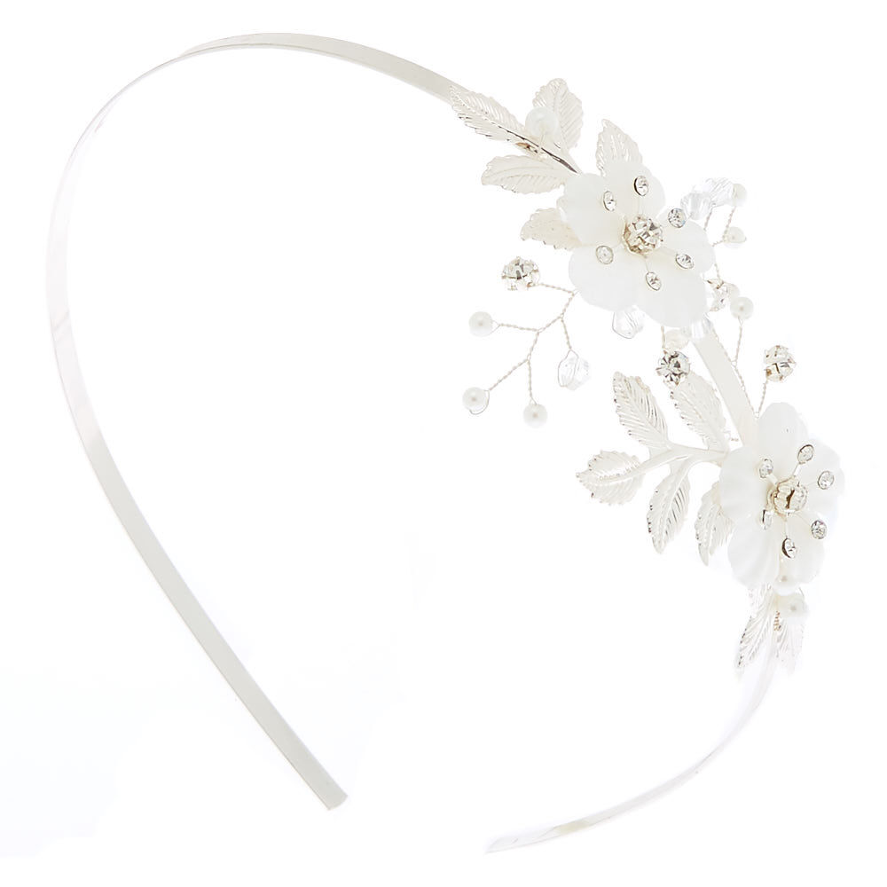 silver flower headband