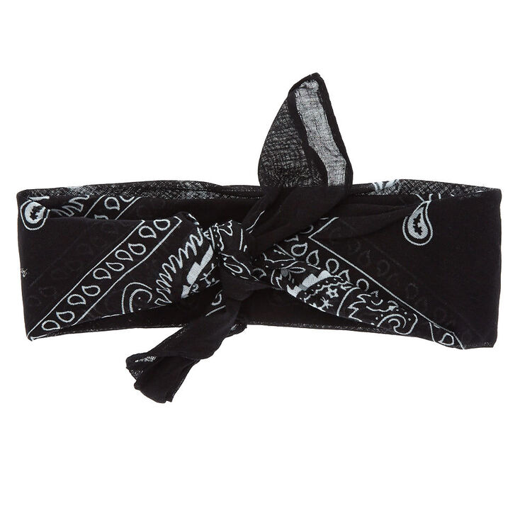 Paisley Bandana Headwrap - Black,