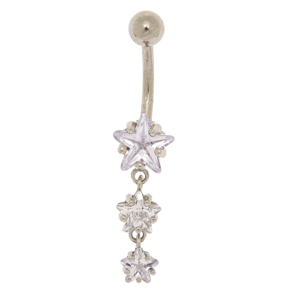 Silver 14G Star Dangle Belly Bar Claire s