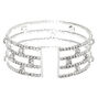 Silver Rhinestone Stacked Cuff Bracelet,