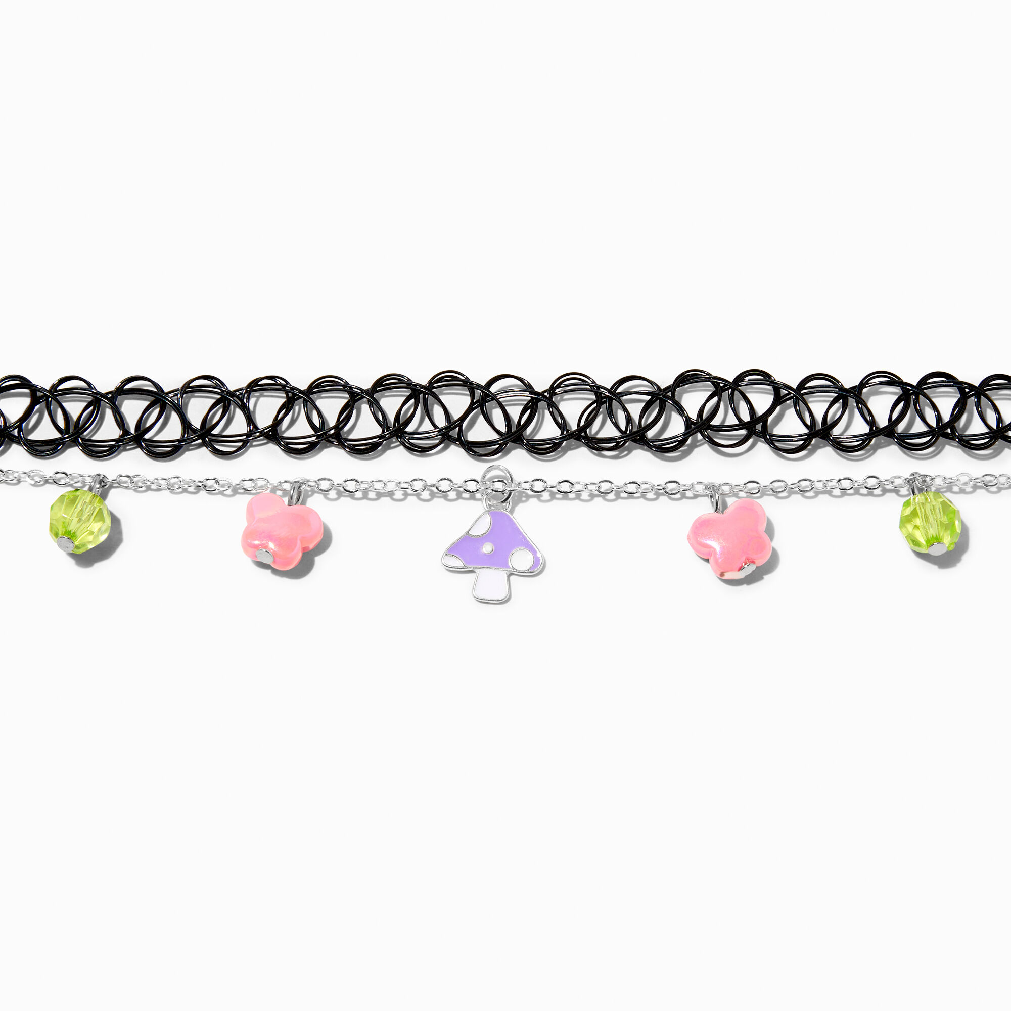 Cottagecore Charms Black Tattoo Choker Necklace,