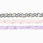 Heart &amp; Floral Beaded Tattoo Choker Necklace - 3 Pack,