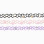 Heart &amp; Floral Beaded Tattoo Choker Necklace - 3 Pack,