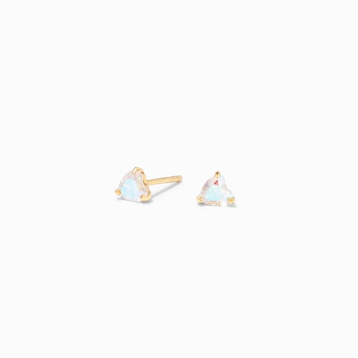 Cubic Zirconia Heart Stud Earrings,