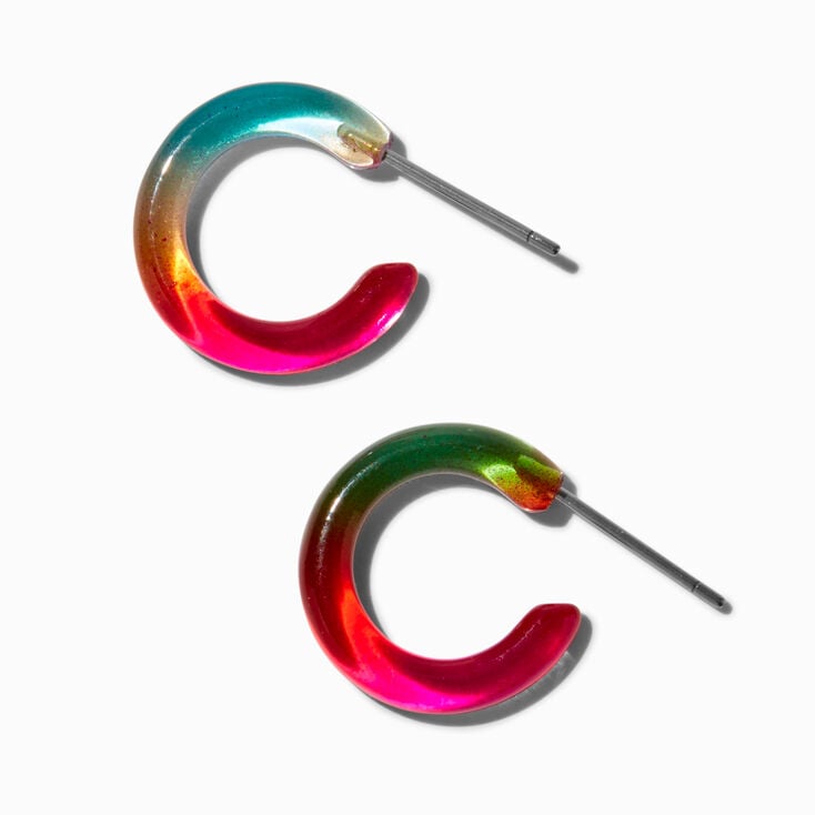 Neon Rainbow 15MM Hoop Earrings,