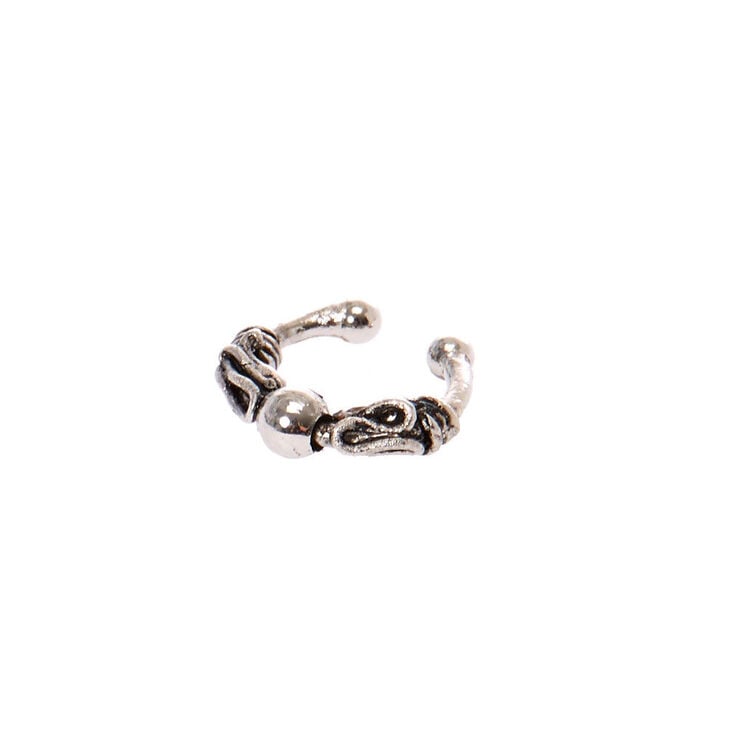 Claire's Manchette d'oreille en perle d'imitation brunie couleur argenté