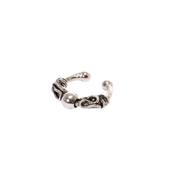 Claire's Manchette d'oreille en perle d'imitation brunie couleur argenté