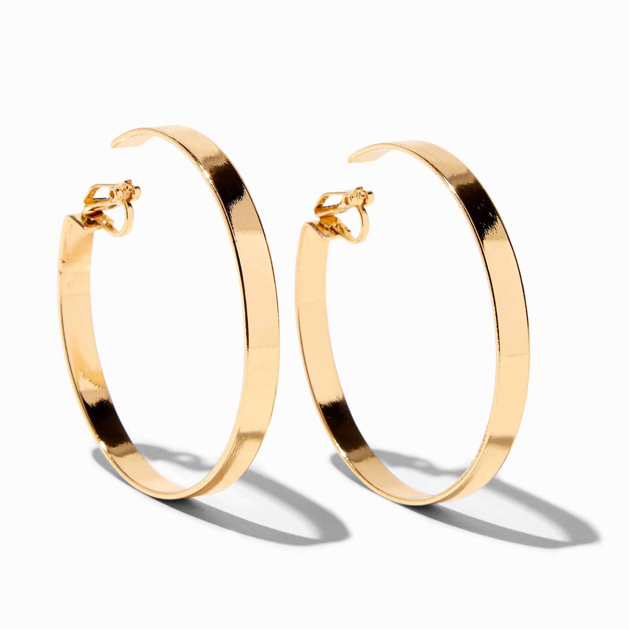 Small gold hoop clip on earrings hotsell
