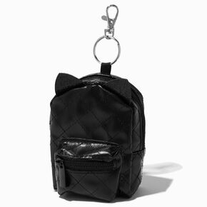 Porte-cl&eacute;s mini sac &agrave; dos peluche chat noir,