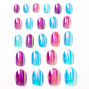 Faux ongles autocollants stiletto iris&eacute;s pastel - Lot de 24,