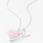 Claire&#39;s Club Glitter Unicorn Initial Locket Necklace - Pink, L,