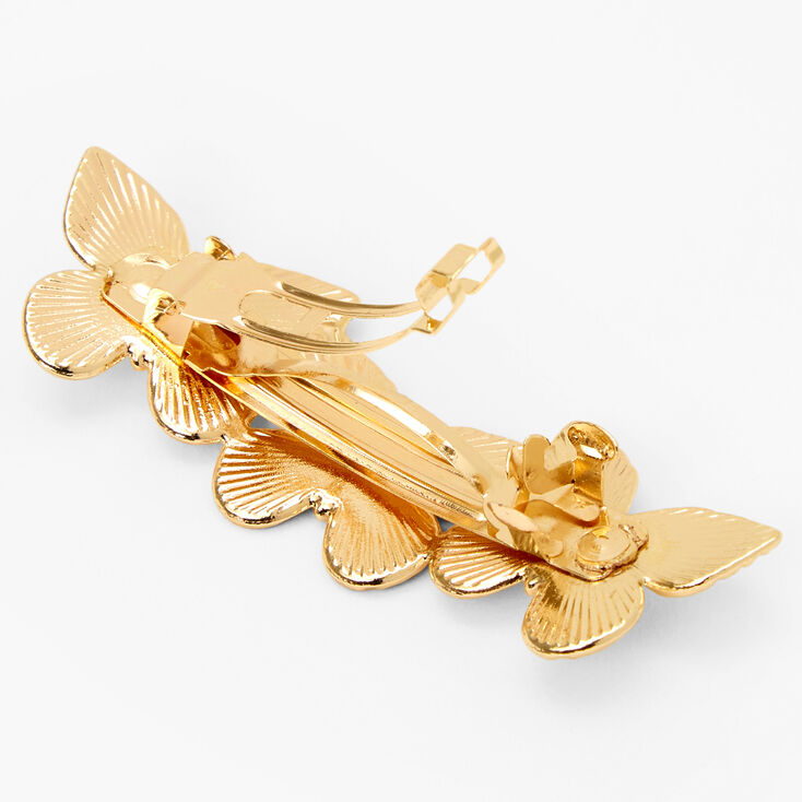 Gold Triple Butterfly Hair Barrette,