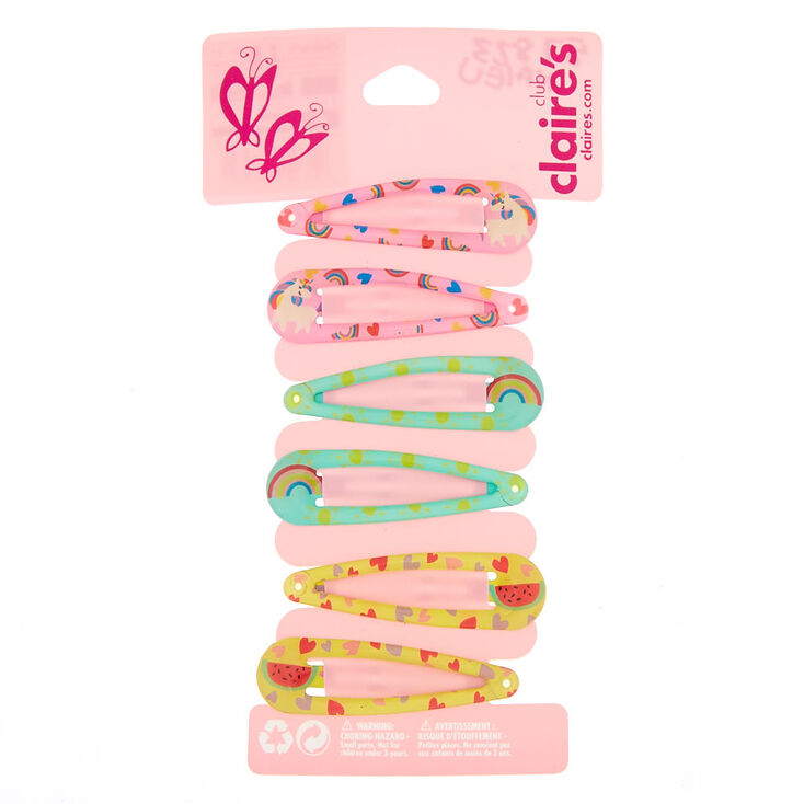 Lot de 6&nbsp;barrettes clic clac motif past&egrave;que magique du Club&nbsp;Claire&#39;s,
