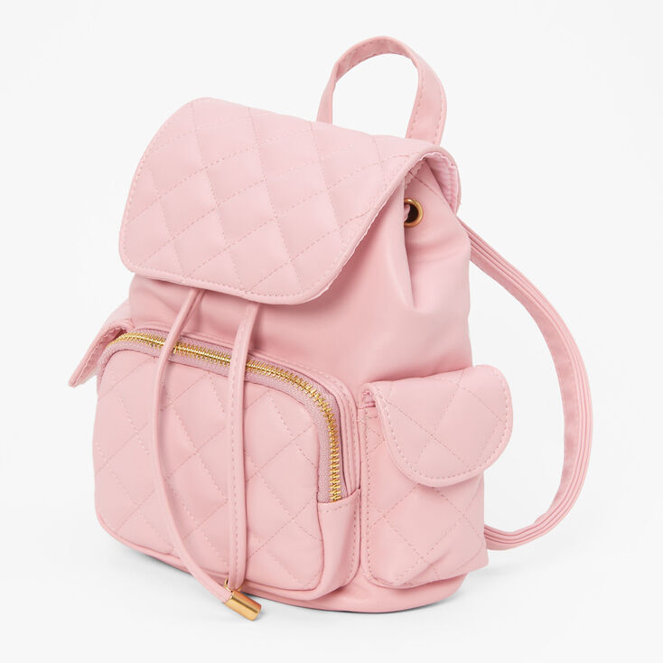 Quilted Mini Flap Backpack - Blush Pink | Claire's US