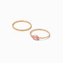 Pink Faceted Stone Gold-tone Ring Stack - 2 Pack,