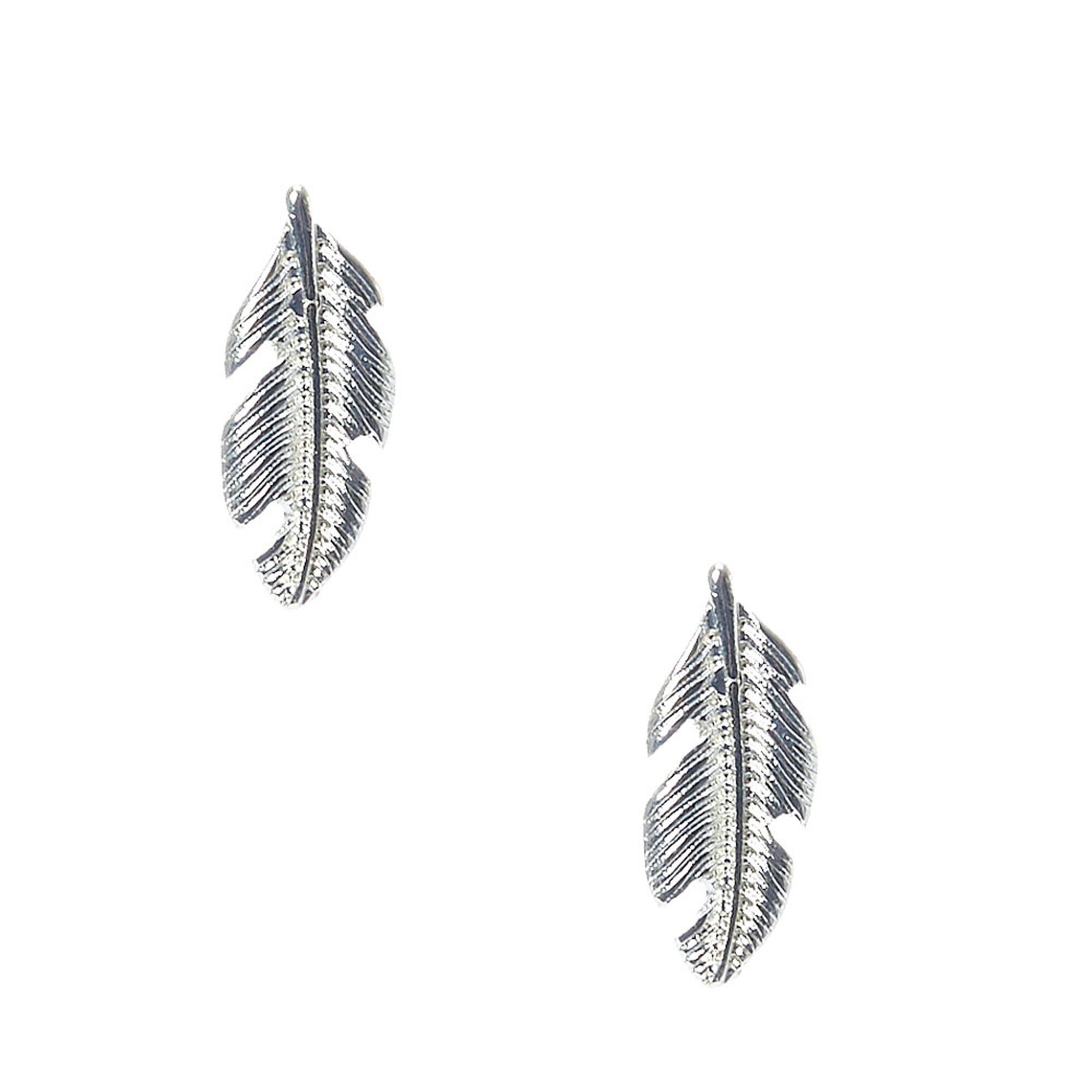 View Claires Tone Leaf Stud Earrings Silver information