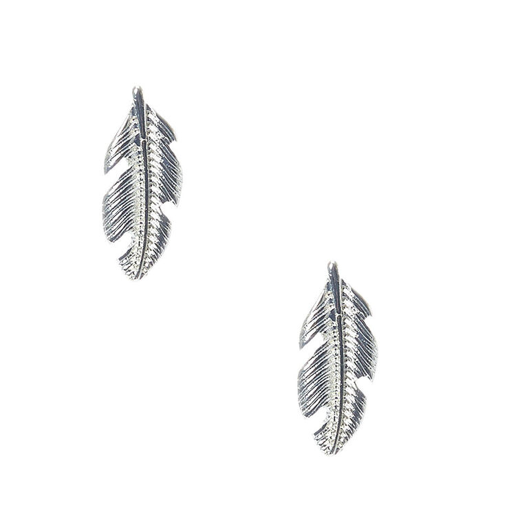 Silver Tone Leaf Stud Earrings | Claire's