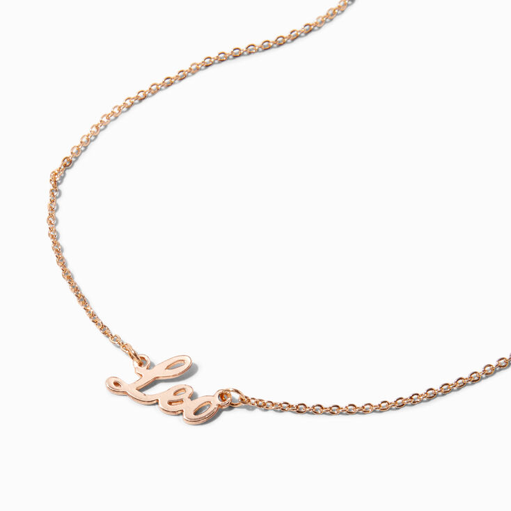 Gold-tone Script Zodiac Pendant Necklace - Leo,