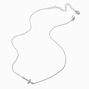 Silver-tone Sideway Cross Pendant Necklace,