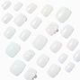 White Iridescent Pearl Squoval Vegan Faux Nail Set - 24 Pack,