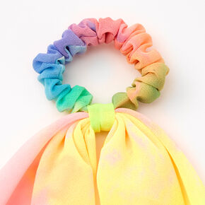 Petit chouchou foulard tie-dye arc-en-ciel pastel,