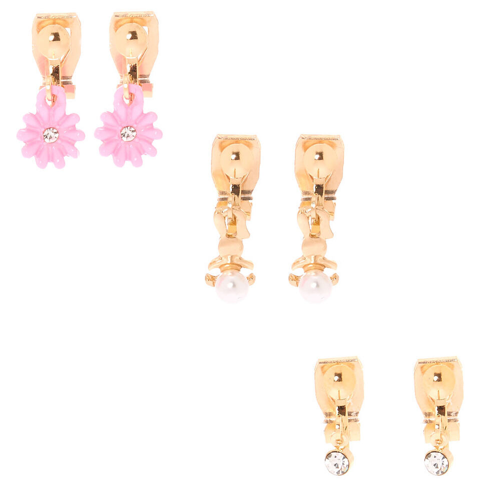 Gold Bunny Hop Clip On Earrings 3 Pack