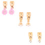 Lot de 3 paires de boucles d&#39;oreille &agrave; clip motif lapin sauteur couleur dor&eacute;,