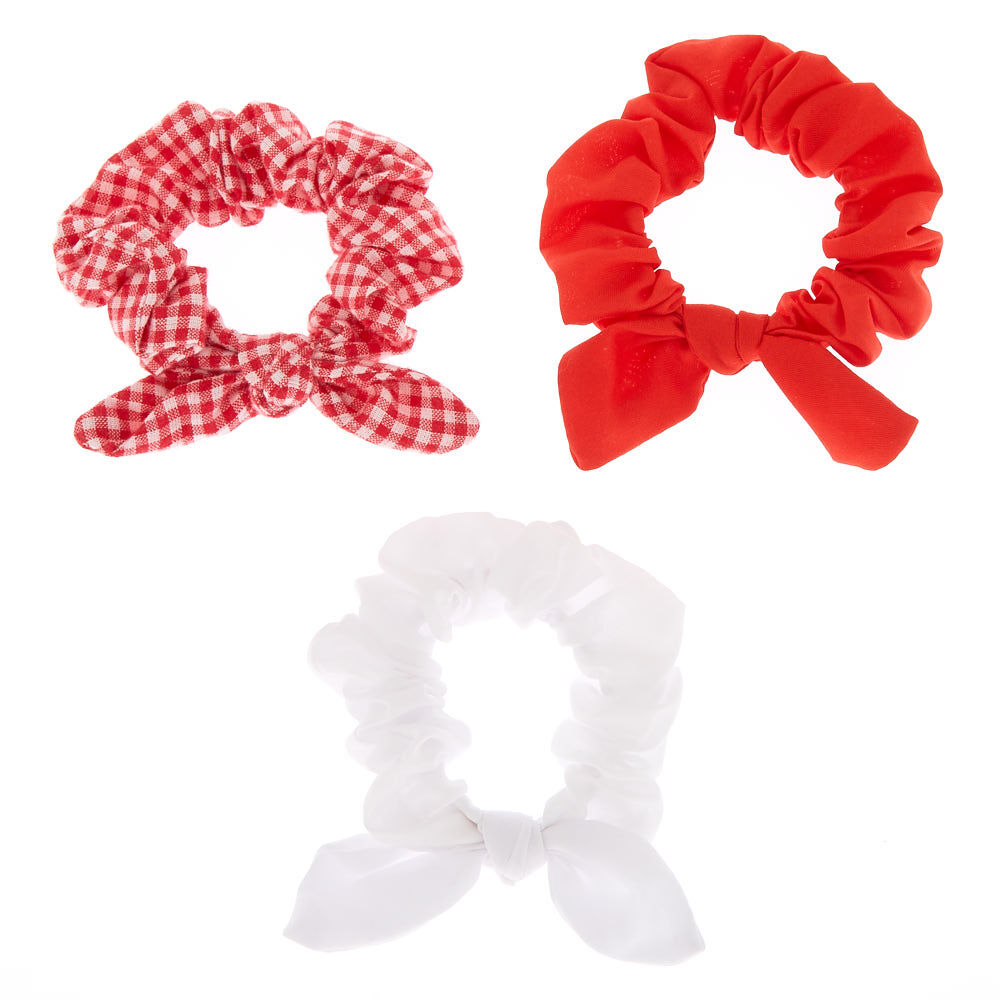 Claire's Club Small Gingham Bow Hair Scrunchies - Red, 3 Pack,