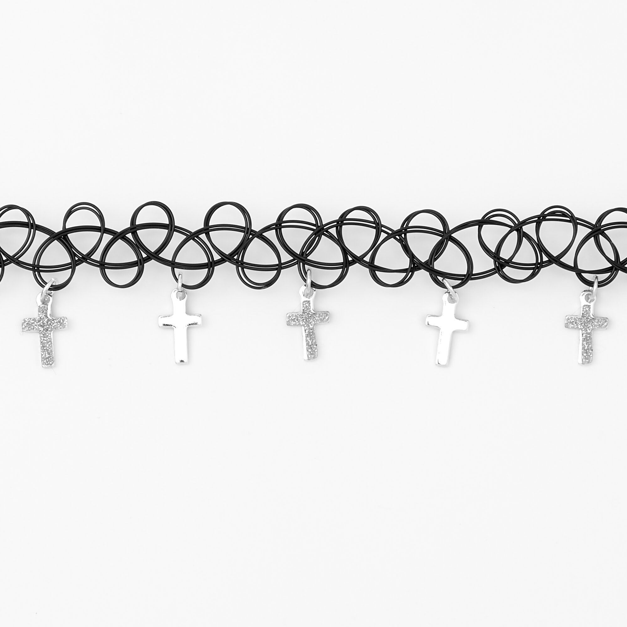 Black Cross Tattoo Choker Necklace,