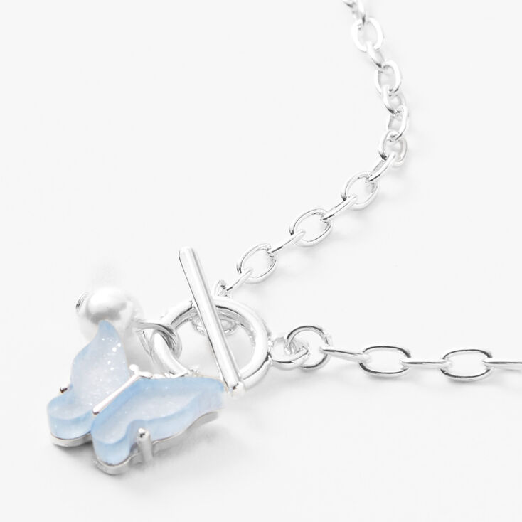 Silver Light Blue Butterfly Pendant Necklace, Bracelet, &amp; Earrings Set - 3 Pack,