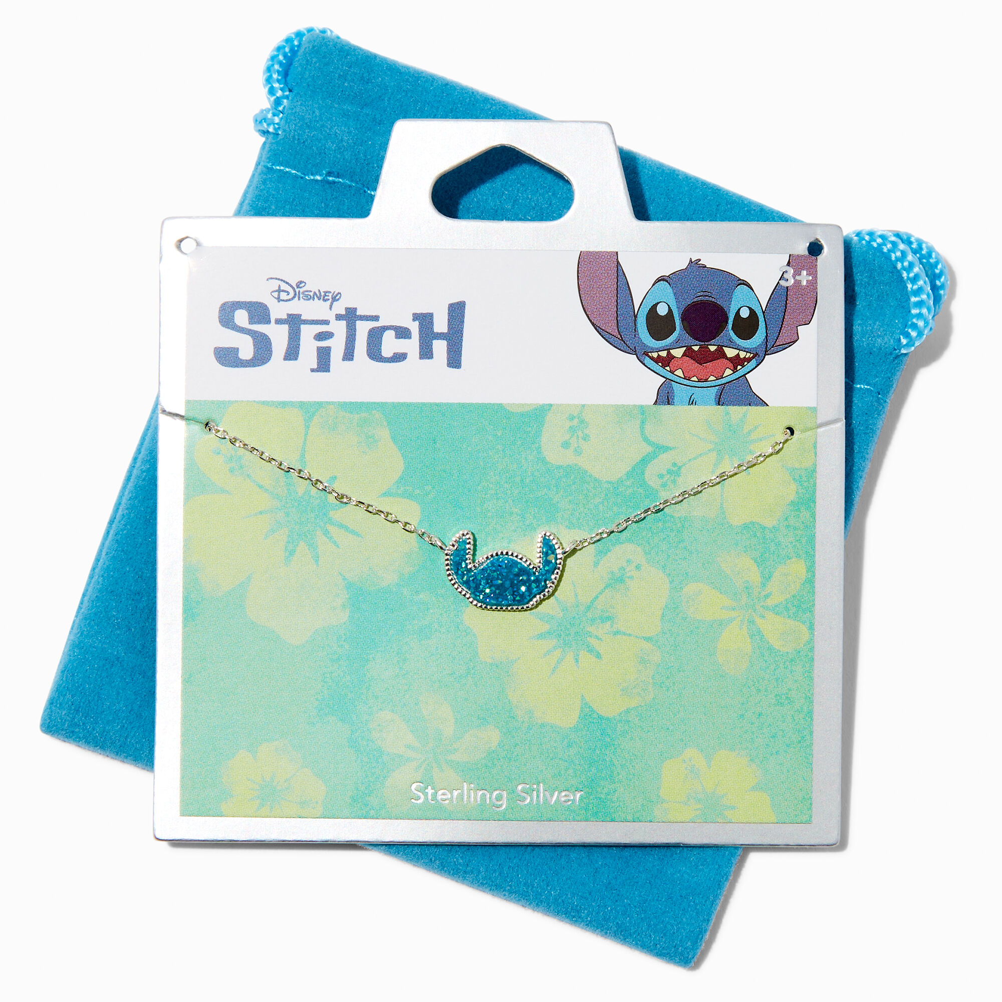 Disney Stitch Sterling Silver Druzy Pendant Necklace Claire s