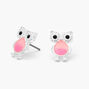 Glow In the Dark Owl Stud Earrings - Pink,