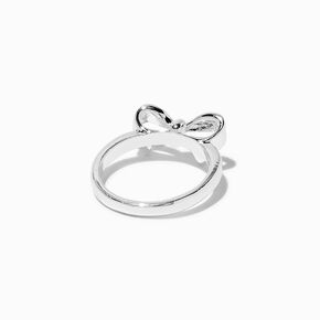 Silver-tone Iridescent Crystal Bow Ring,
