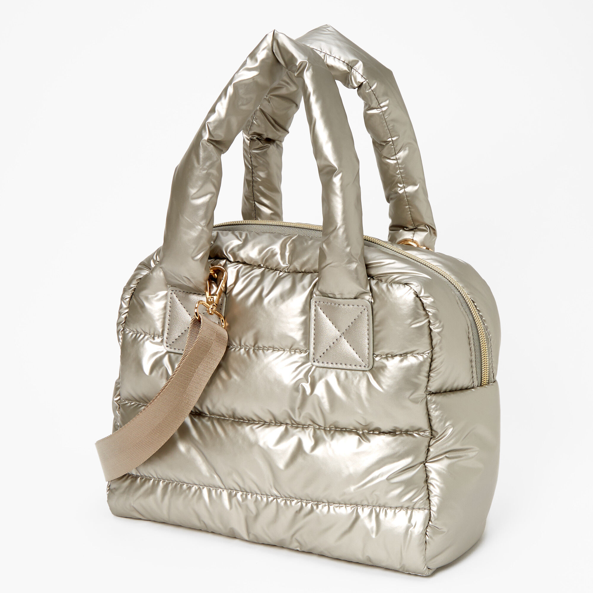 Claire's Sac cabas à bandoulière en toile souple - Couleur argentée
