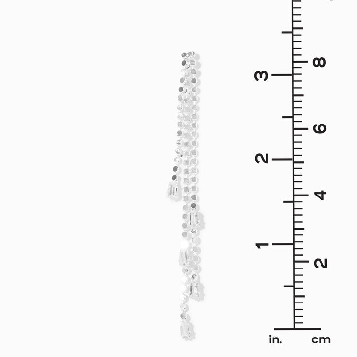 Silver Disco Fringe 3&quot; Drop Earrings,