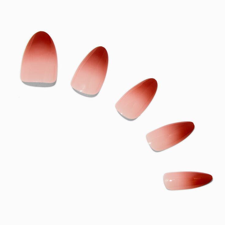 French Tip Nude Ombr&eacute; Long Almond Vegan Faux Nail Set - 24 Pack,
