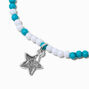 Claire&#39;s Club Blue &amp; White Star Seed Bead Stretch Bracelet,