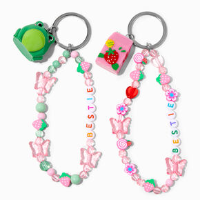 Best Friends Beaded Strawberry Milk Frog Wrislet Keychains - 2 Pack,