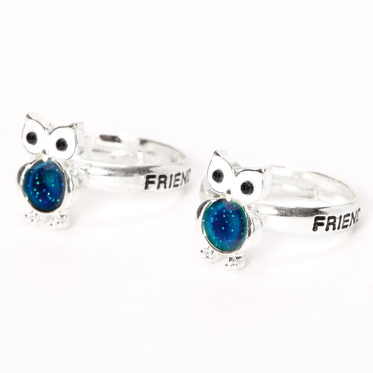 Silver Best Friends Owl Mood Rings - 2 Pack,