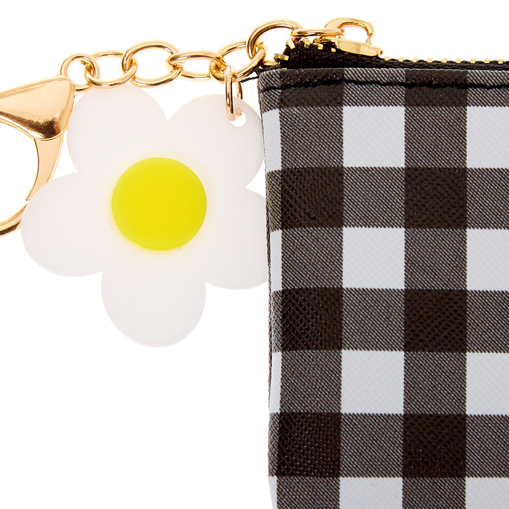 Gingham Daisy Coin Purse - Black,