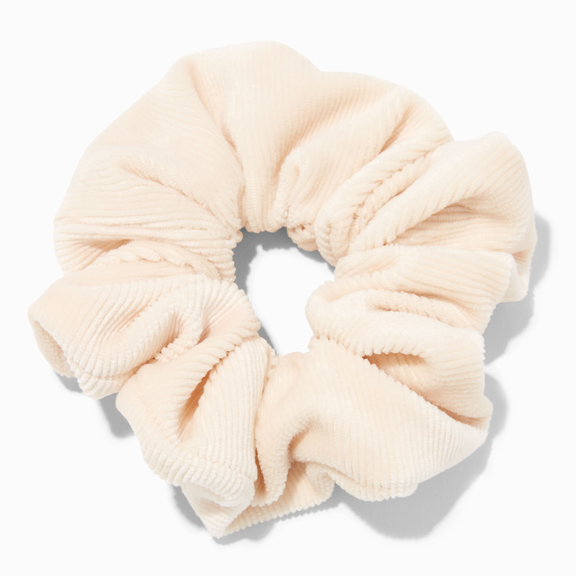 View Claires Ribbed Velvet Medium Hair Scrunchie Ivory information