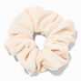 Medium Ivory Velvet Ribbed Hair Scrunchie,