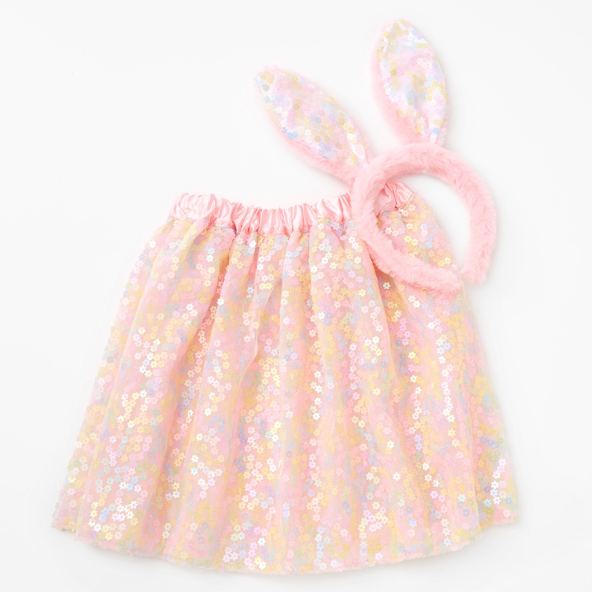 Pink Sequin Tutu & Easter Bunny Headband Dress Up Set - 2 Pack,