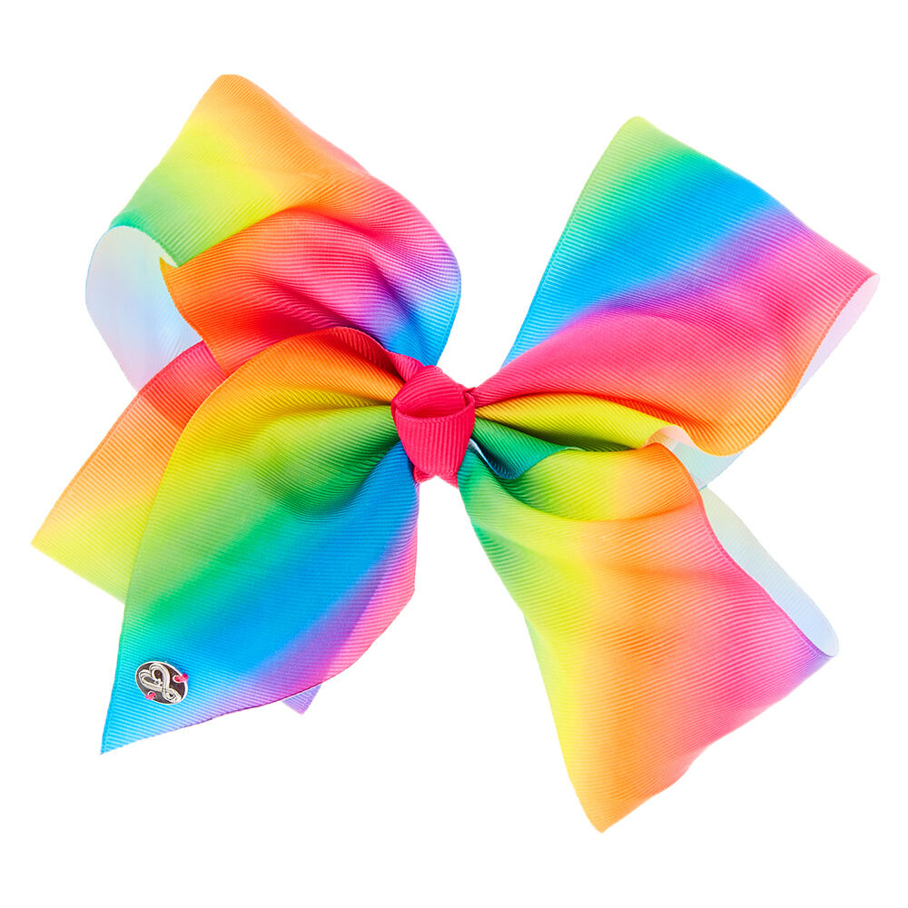 Details about   JoJo Siwa Signature Collection Large Hair Bow Clip White w/Rainbow Bows Print 