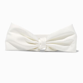 White Silky Knotted Bow Headband,