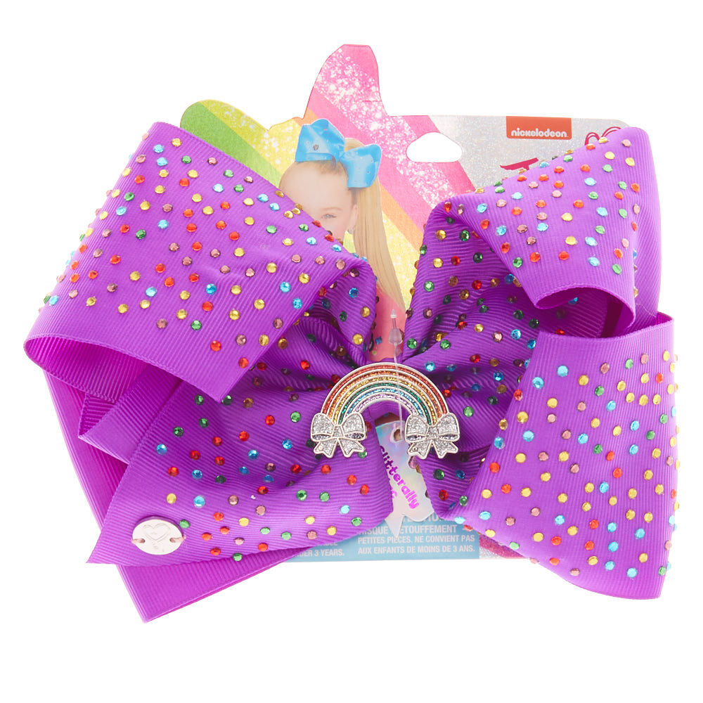 NEW ON CARD JOJO SIWA SIGNATURE HAIR BOW PURPLE PINK GLITTER UNICORN CENTER