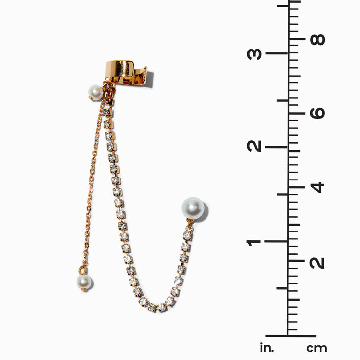 Gold-tone Pearl Hoop Cuff Earrings Stackables - 5 Pack,