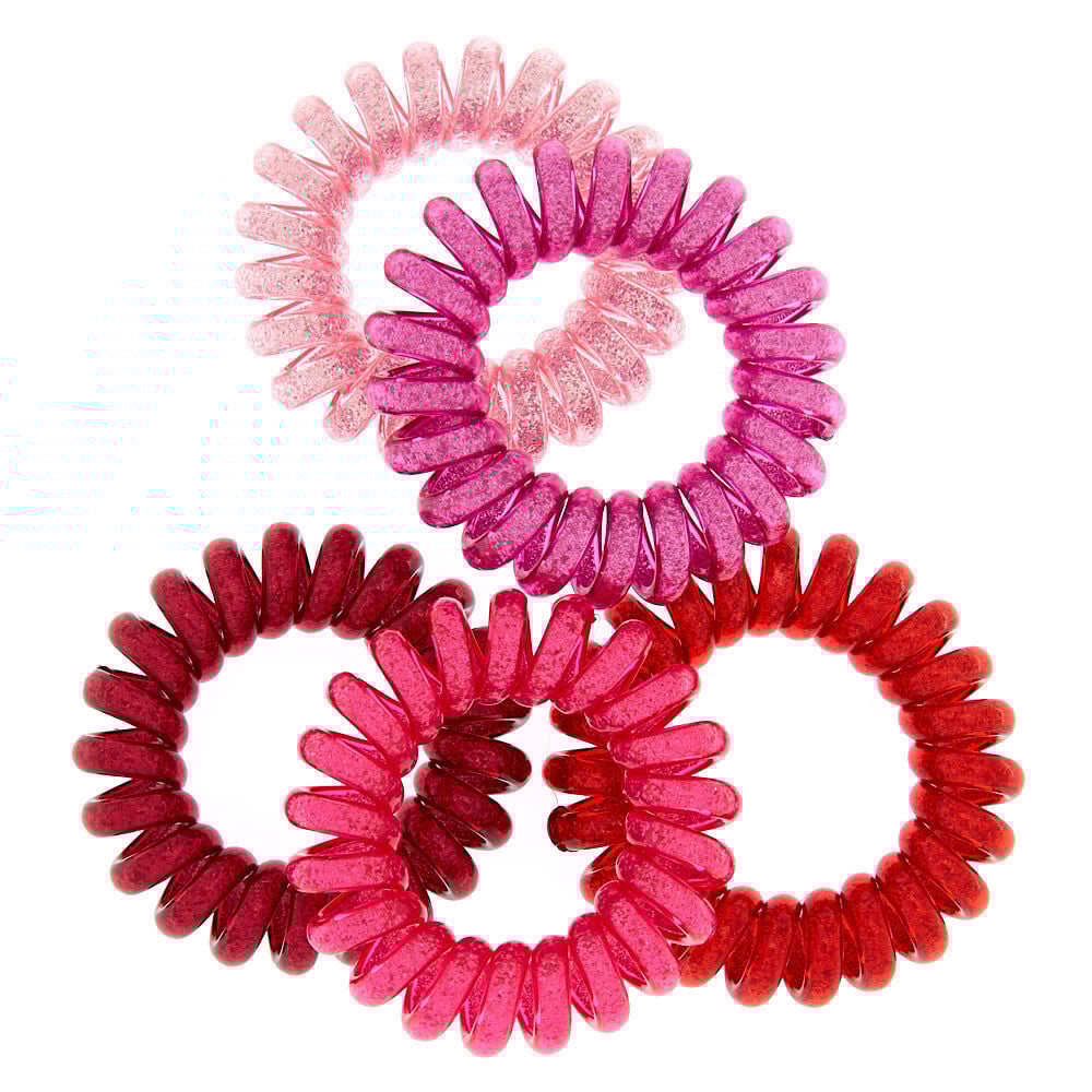 Mini Glitter Spiral Hair Bobbles - Pink,