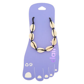 Cowrie Shell Cord Anklet - Black,