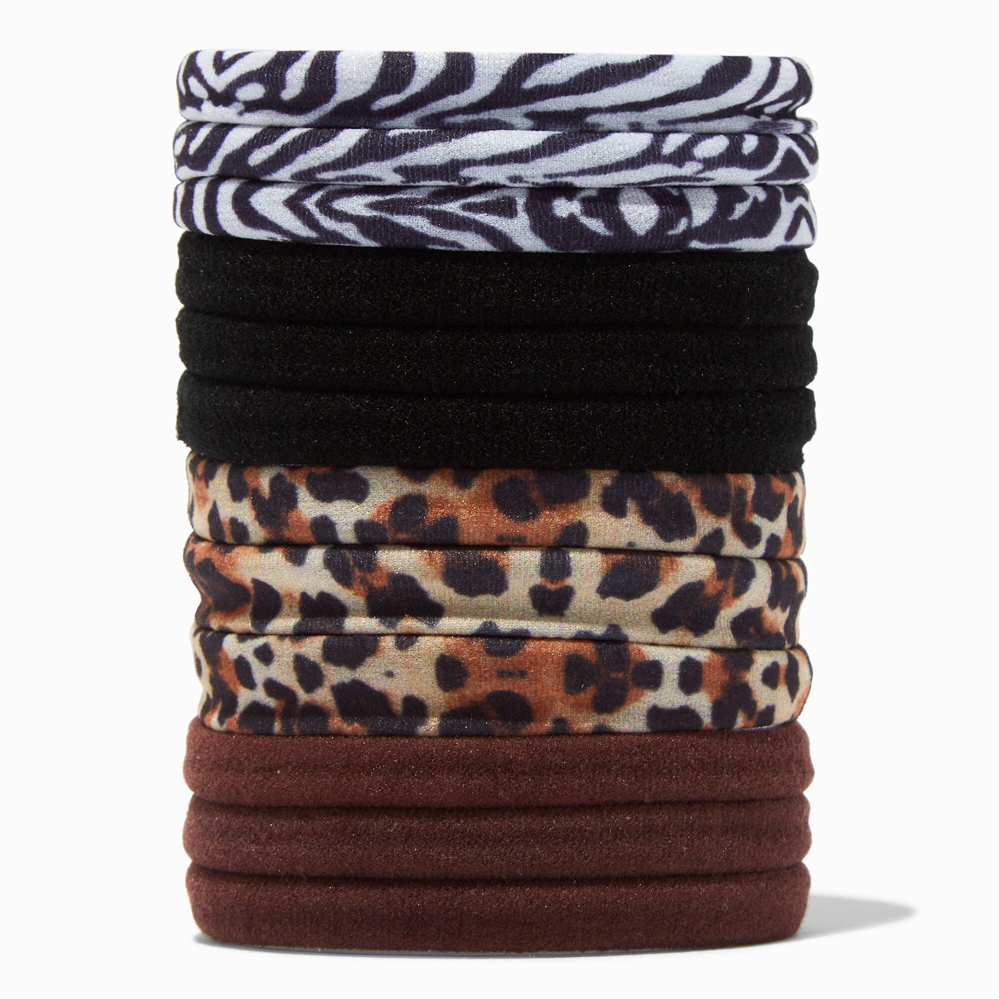 Animal Print Rolled Hair Ties - 12 Pack,